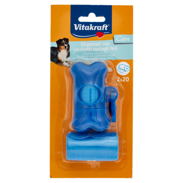 Vitakraft Care Dispenser con sacchetti raccogli feci (2x20 pz) 1 pz
