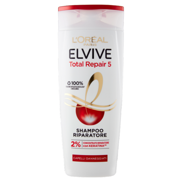 L'Oréal Paris Shampoo Elvive Total Repair 5, Per Capelli Danneggiati, 250 ml