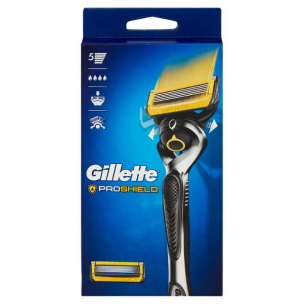 Gillette Rasoio da Uomo ProShield Manico Flexball + Lamette di Ricambio, 2 Ricariche