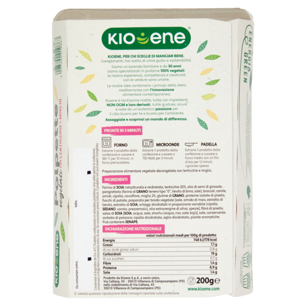 Kioene Polpette vegetali con Lenticchie e Miglio 200 g