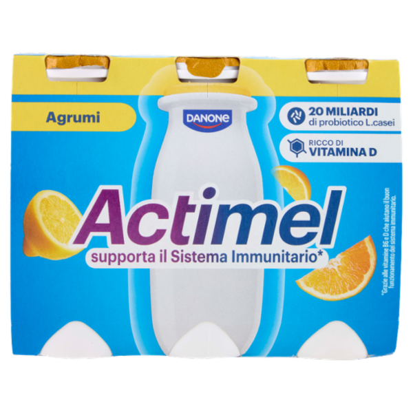 ACTIMEL, Yogurt da Bere con Vit B6 e D per il Sistema Immunitario, gusto Agrumi, 6X100g