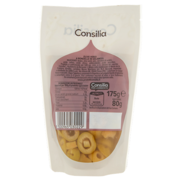 Consilia Olive Verdi a Rondelle in Salamoia 175 g