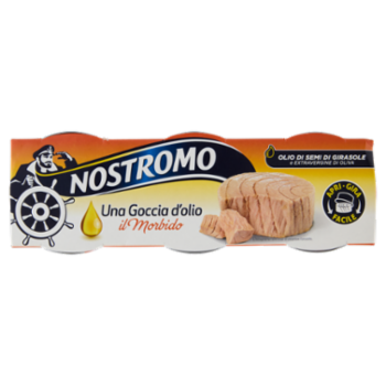 Nostromo Una Goccia D'olio Il Morbido Tonno All'Olio Di Semi Di Girasole e Extravergine 3 x 65 g