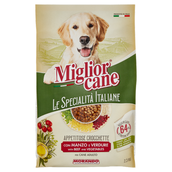 Migliorcane Le Specialità Italiane Appetitose Crocchette con Manzo e Verdure per Cane Adulto 2,5 KG