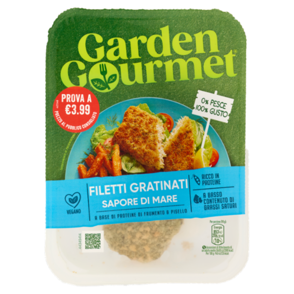 GARDEN GOURMET Filetti Gratinati Vegani Sapore di Mare 2 pezzi 180g