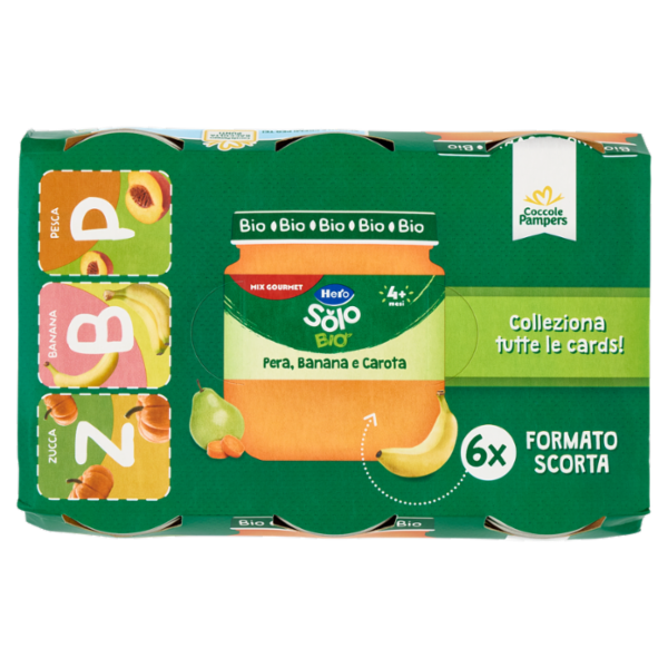 Hero Solo Bio Pera, Banana e Carota 6 x 120 g