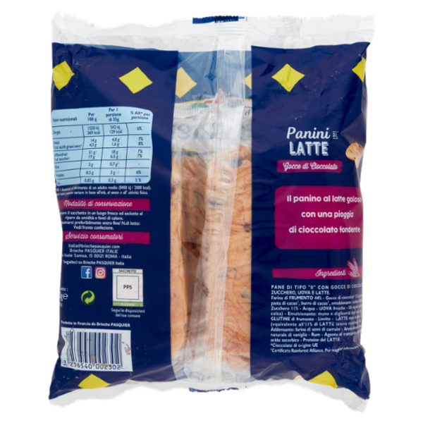 Brioche Pasquier Panino al Latte con Gocce di Cioccolato 6 x 35 g
