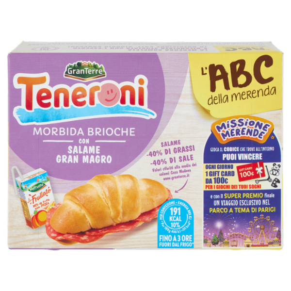 Teneroni l'ABC della merenda Morbida Brioche con Salame Gran Magro