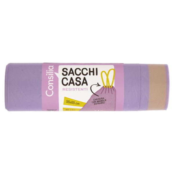 Consilia Sacchi Pattumiera Rosa con Maniglie Cm 55x65 12 pezzi