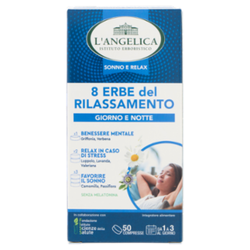 L'Angelica Sonno e Relax 8 Erbe Del Rilassamento Giorno e Notte 50 Compresse 22,5 g