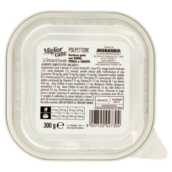 Migliorcane Le Specialità Italiane Polpettone con Suino, Piselli e Carote 300 G