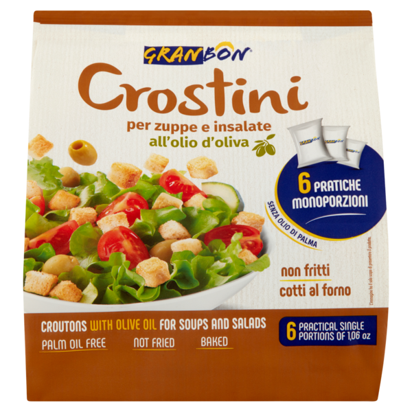 Granbon Crostini per zuppe e insalate all'olio d'oliva 6 x 30 g
