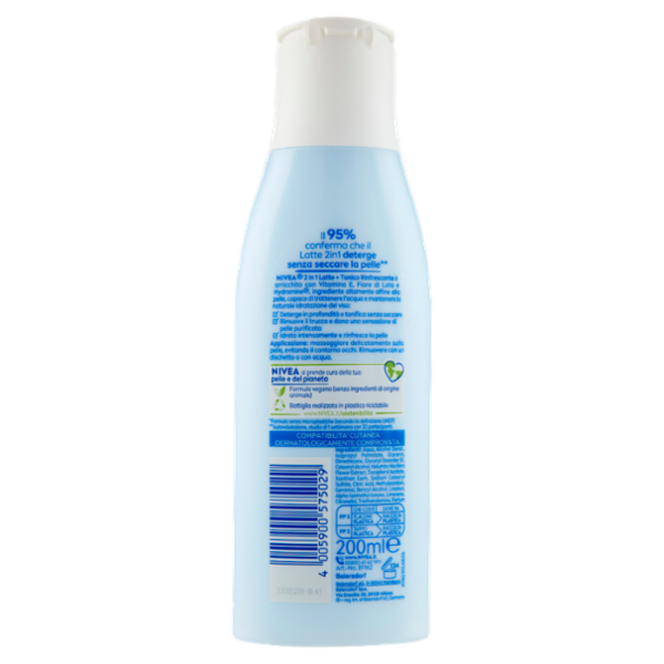 Nivea 2 in 1 Latte + Tonico Rinfrescante Pelli da Normali a Miste 200 ml