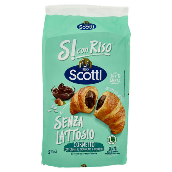 Riso Scotti Si con Riso Senza Lattosio Cornetto con Crema al Cioccolato e Nocciole 5 x 48 g