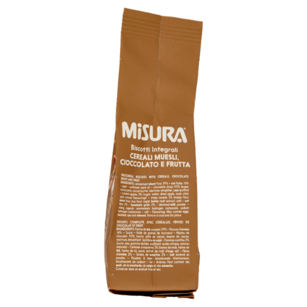 Misura Fibrextra Biscotti integrali Cereali Muesli, Cioccolato e Frutta 230 g