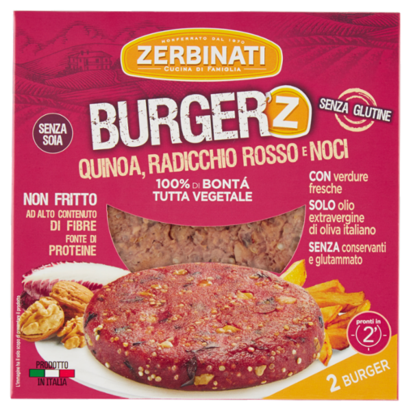 Zerbinati Burger'Z Quinoa, Radicchio Rosso e Noci 2 x 110 g