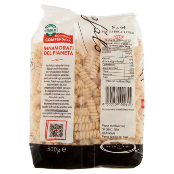 Garofalo Fusilli Bucati Corti 64 Pasta di Gragnano IGP 500 g