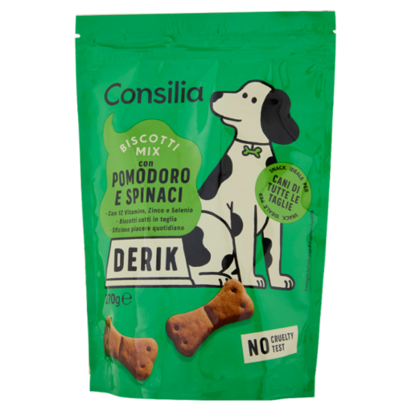 Consilia Derik Cane Biscotti Mix con Pomodoro e Spinaci 270 g