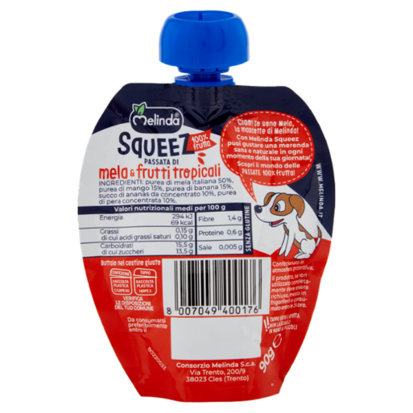 Melinda Squeez 100% frutta Passata di mela & frutti tropicali 90 g