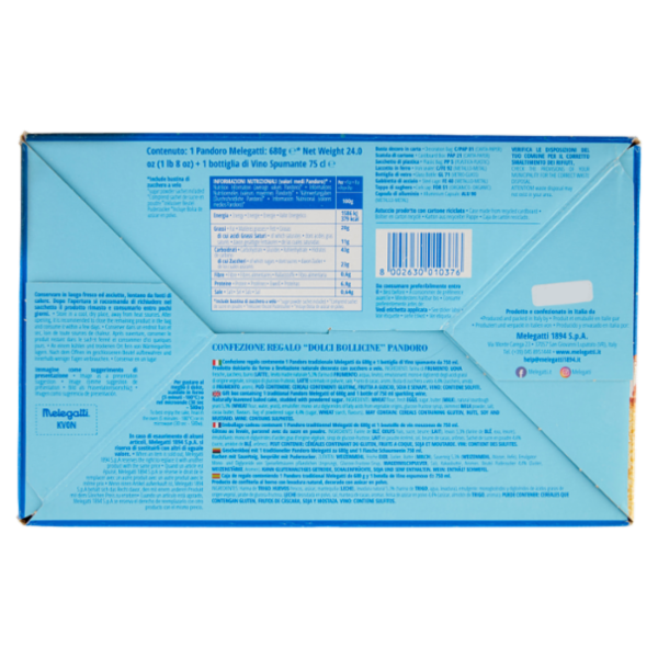 Melegatti 1894 Dolci Bollicine Pandoro 680 g + Vino Spumante 75 cl