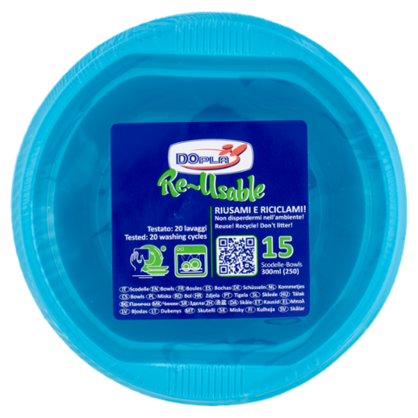 DOpla Re-Usable Scodelle Turchese 300ml (250) 15 pz