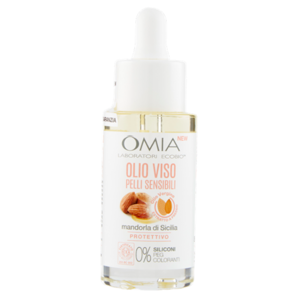 Omia Laboratori Ecobio Olio Viso Pelli Sensibili mandorla di Sicilia Protettivo 30 ml