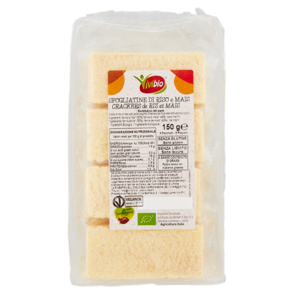 Vivibio Sfogliatine di Riso e Mais 8 Pacchetti 150 g