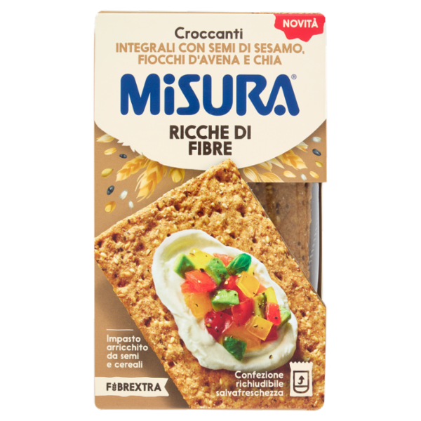 Misura Fibrextra Croccanti Integrali con Semi di Sesamo, Fiocchi d'Avena e Chia 160 g