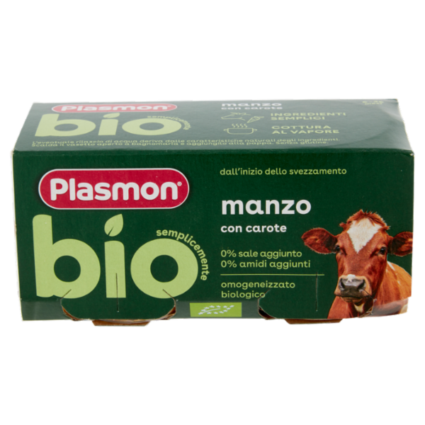 Plasmon semplicemente bio manzo con carote 2 x 80 g