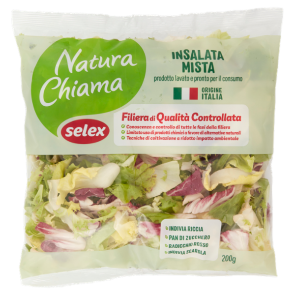 Selex Natura Chiama Insalata Mista Lavata e Pronta per il Consumo 200 g
