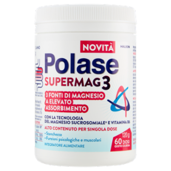 Polase SUPERMAG3, Integratore Alimentare Con 3 Fonti Di Magnesio Ad Elevato Assorbimento, 120gr