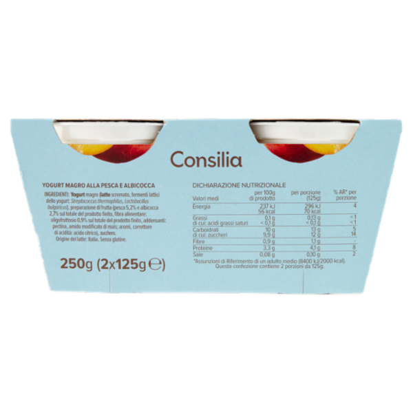 Consilia Yogurt Magro 0,1% Pesca e Albicocca 2x125 g