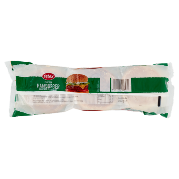 Selex Pane per Hamburger con Sesamo 6 pezzi 300 g