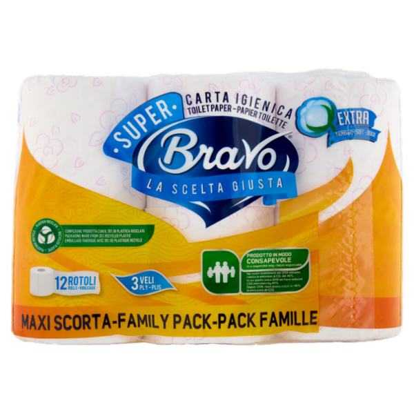 Bravo Super Carta Igienica 3 Veli 12 pz