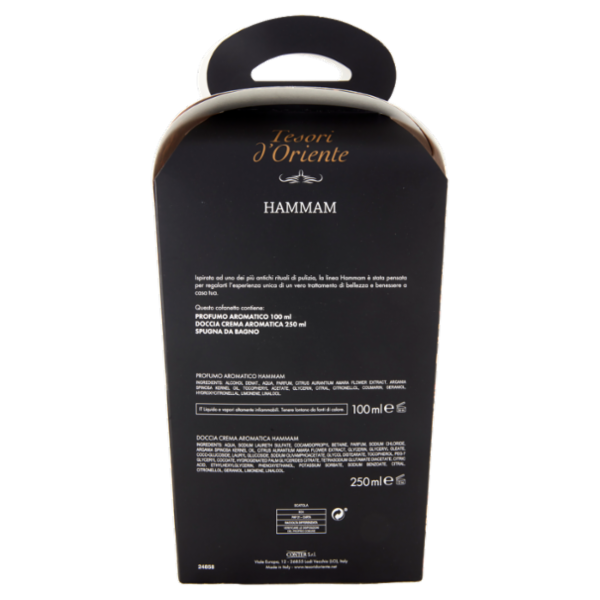 Tesori d'Oriente Hammam Profumo Aromatico 100 ml + Doccia Crema Aromatica 250 ml + Spugna da Bagno