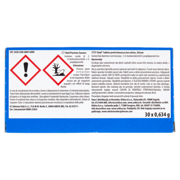 Raid Piastrine Antizanzare Comuni e Tigre, Azione prolungata, Ricarica 30 pezzi