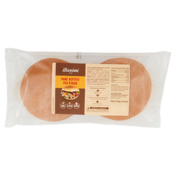 Bassini Pane Rustico per Kebab 2 pezzi 170 g