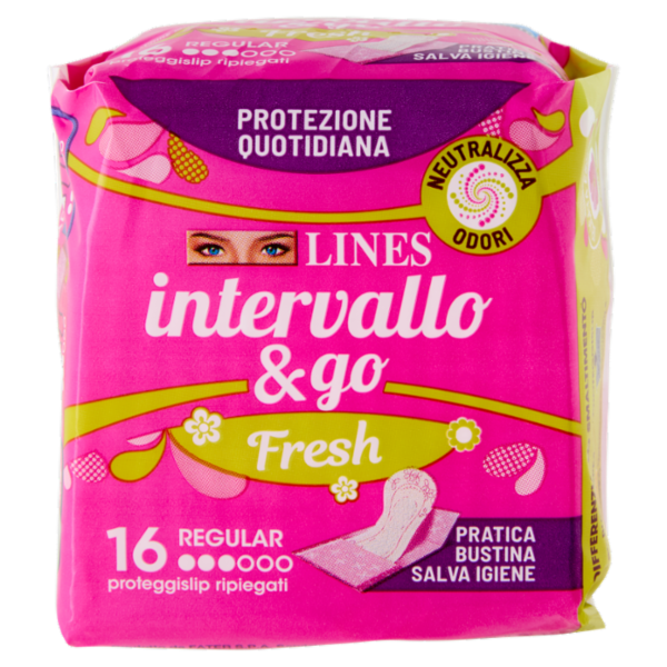 Lines intervallo & go Fresh Regular proteggislip ripiegati 16 pz