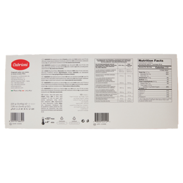 Cabrioni Signor Wafer Cacao! 5 x 45 g