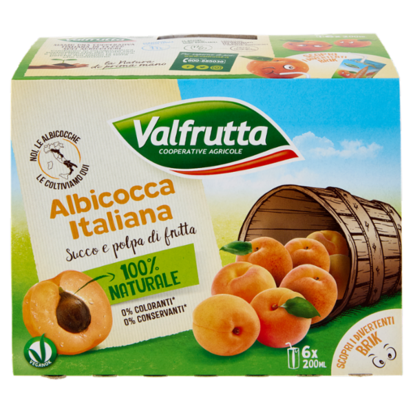 Valfrutta Albicocca Italiana Succo e polpa di frutta 6 x 200 ml