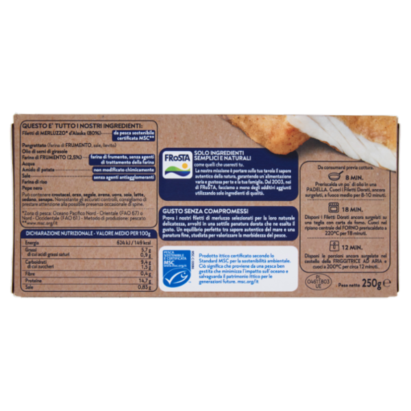 FRoSTA 2Filetti Dorati Merluzzo d'Alaska in Sottile Panatura 250 g
