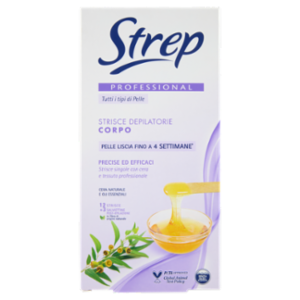 Strep Professional Strisce Depilatorie Corpo 12 Strisce + 3 Salviettine