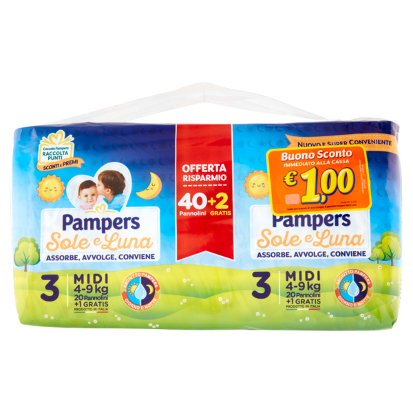 Pampers Sole e Luna 3 Midi 40 + 2 pz