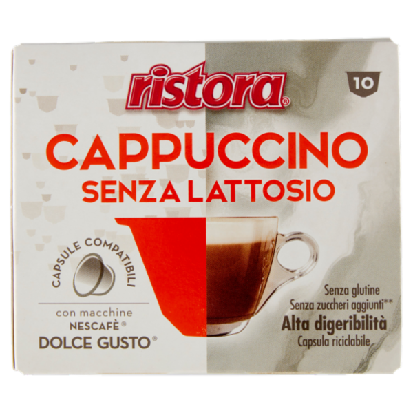 ristora Cappuccino Senza Lattosio Capsule Compatibili con macchine Nescafè Dolce Gusto 10 x 11 g