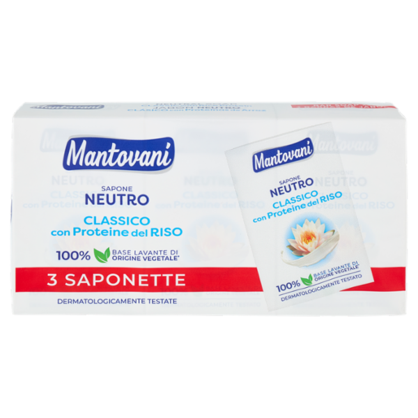 Mantovani Sapone Neutro Classico con Proteine del Riso 3 x 90 g