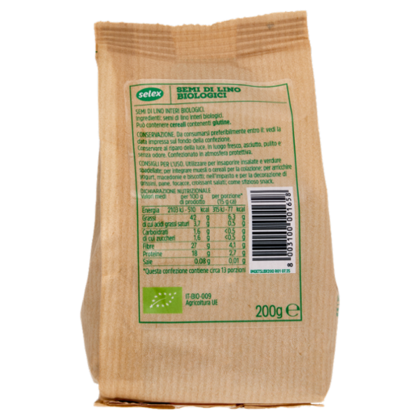 Selex Semi di Lino Interi Biologici 200 g