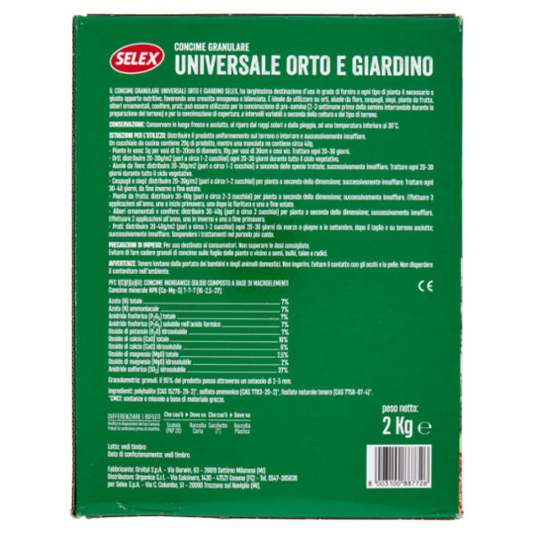Selex Giardinaggio Concime Granulare per Orto e Giardino 2 kg