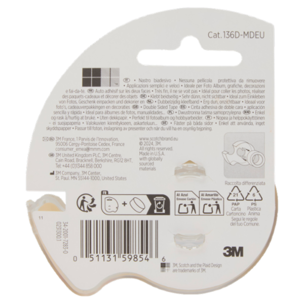 Scotch® Nastro biadesivo trasparente 12,7mm x 6,35mm