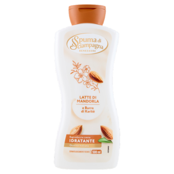Spuma di Sciampagna Benessere Bagnodoccia crema Idratante Latte di Mandorla e Burro di Karitè 500 ml