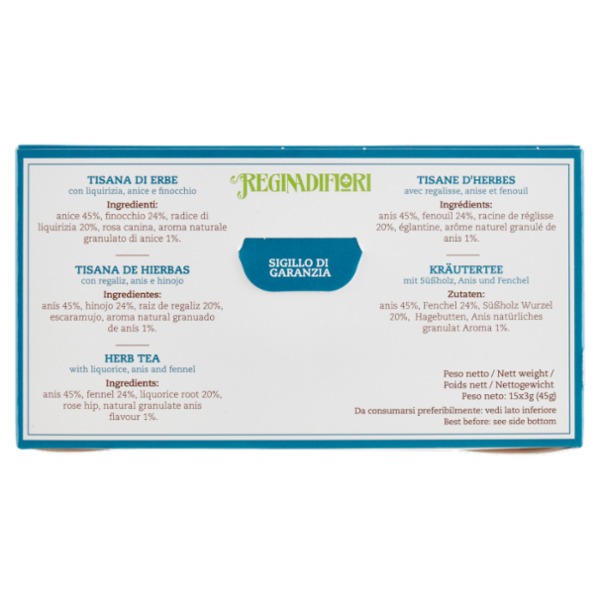 Reginadifiori mago Merlino Tisana dopopasto con liquirizia, anice e finocchio 15 x 3 g